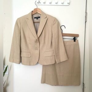 Brooks Brothers Tan Wool Blazer and Skirt Set